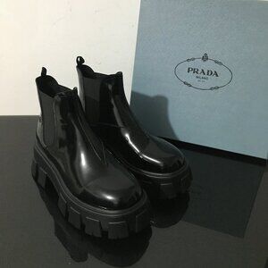Prada Women Black Patent Leather Boots